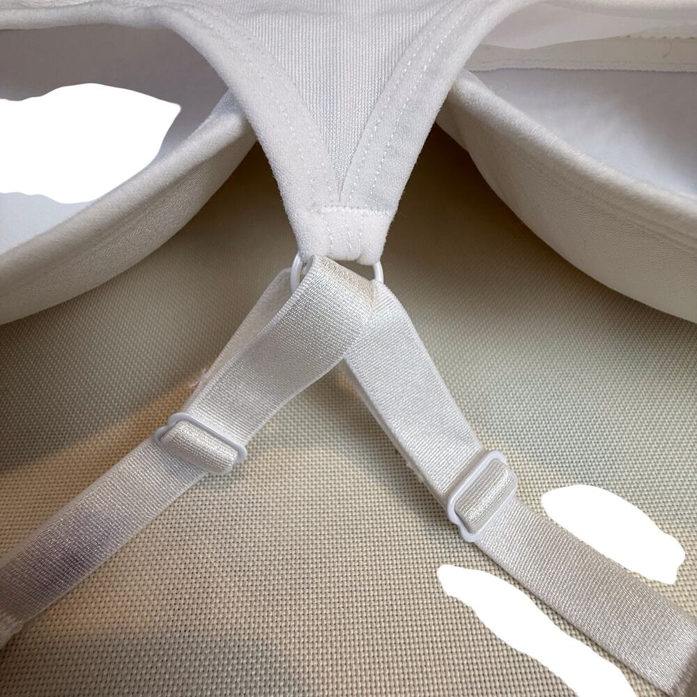 Women's White Jockey Racerback Sports Bra Molded Cup Adjustable Straps Medium - Picture 12 of 16